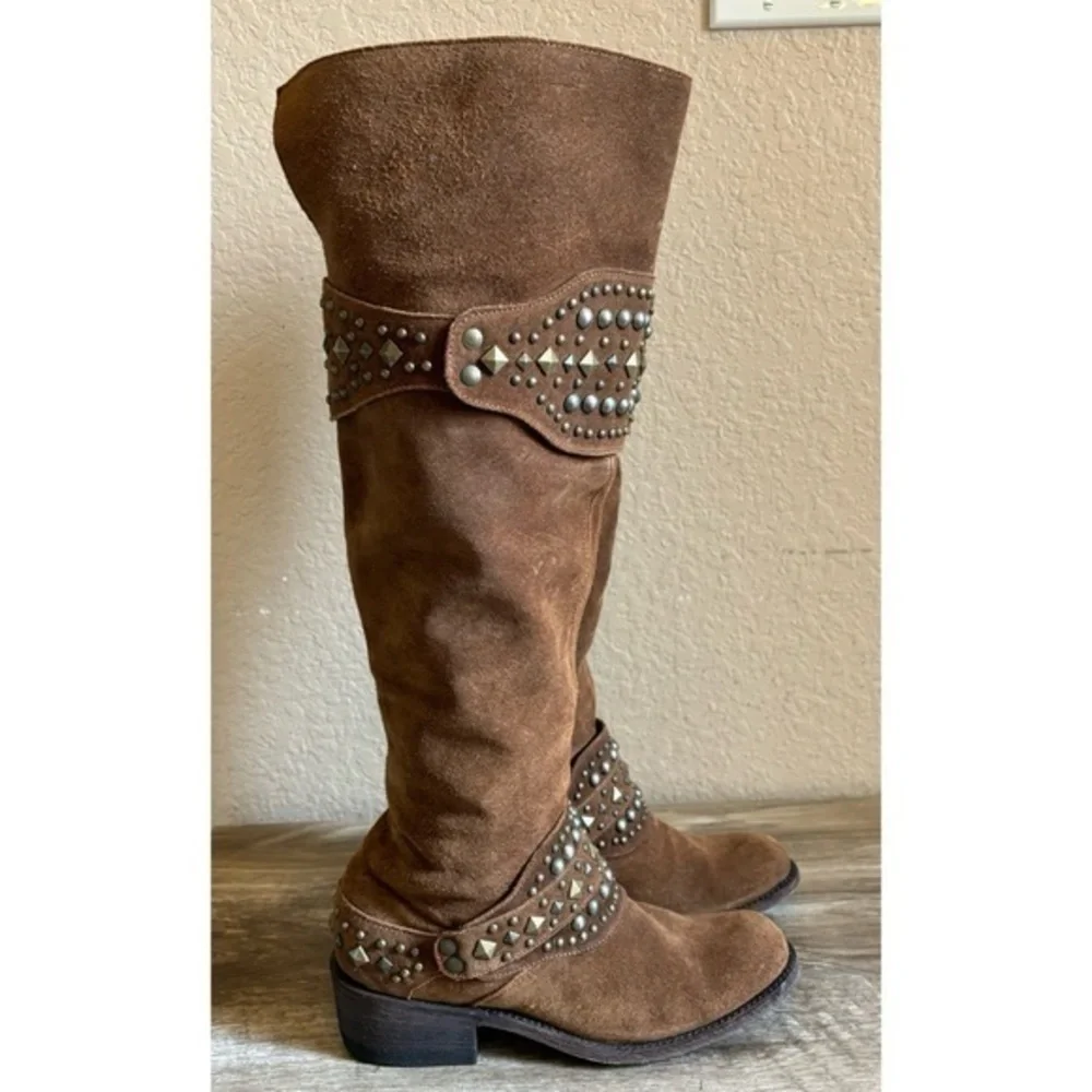 Anthropologie Cordani Five Worlds Above Knee Suede Leather Boots